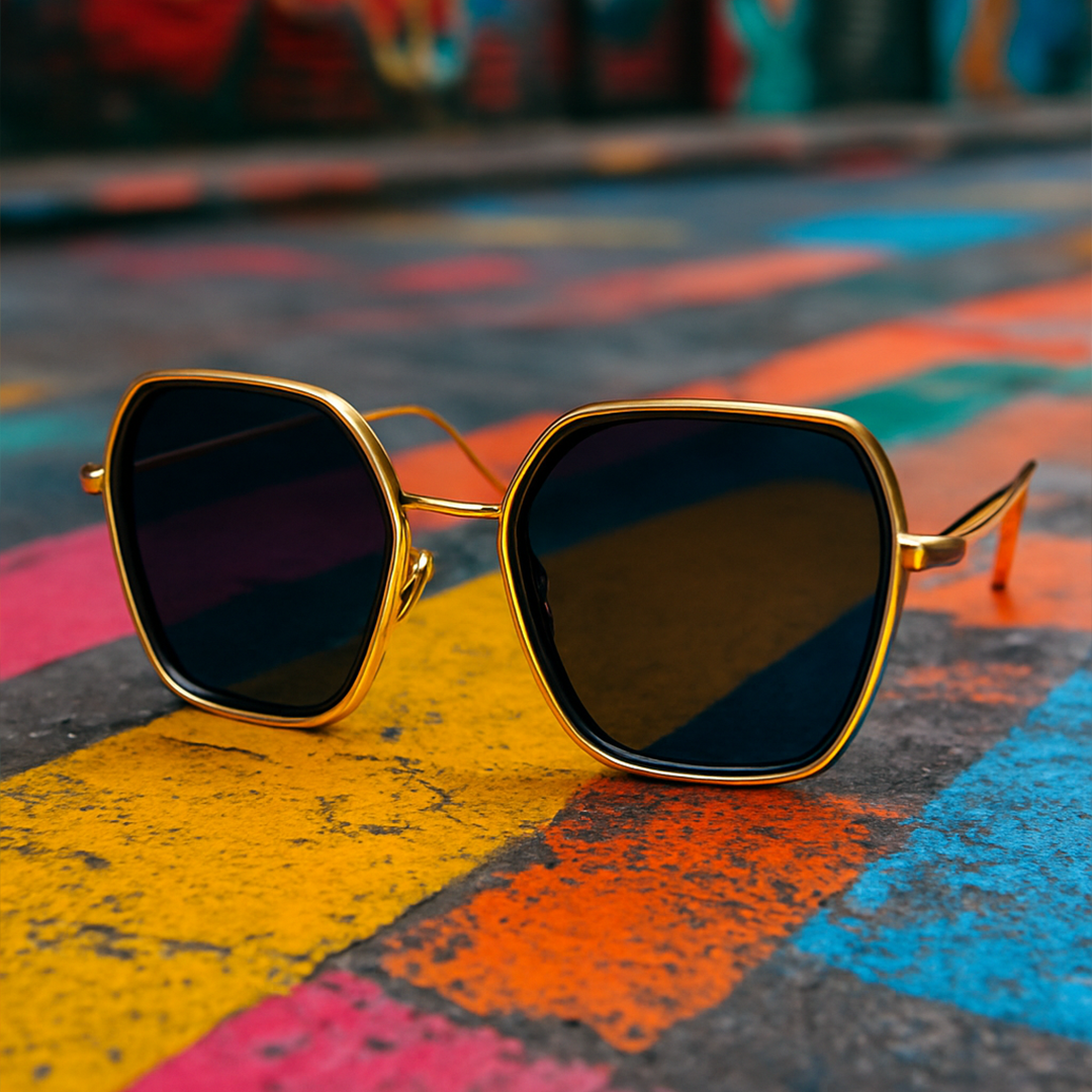 Golden Glamour Sunglasses – Pink Glitter Sides