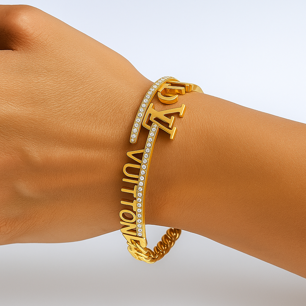 Golden Luxe LV Signature Bangle
