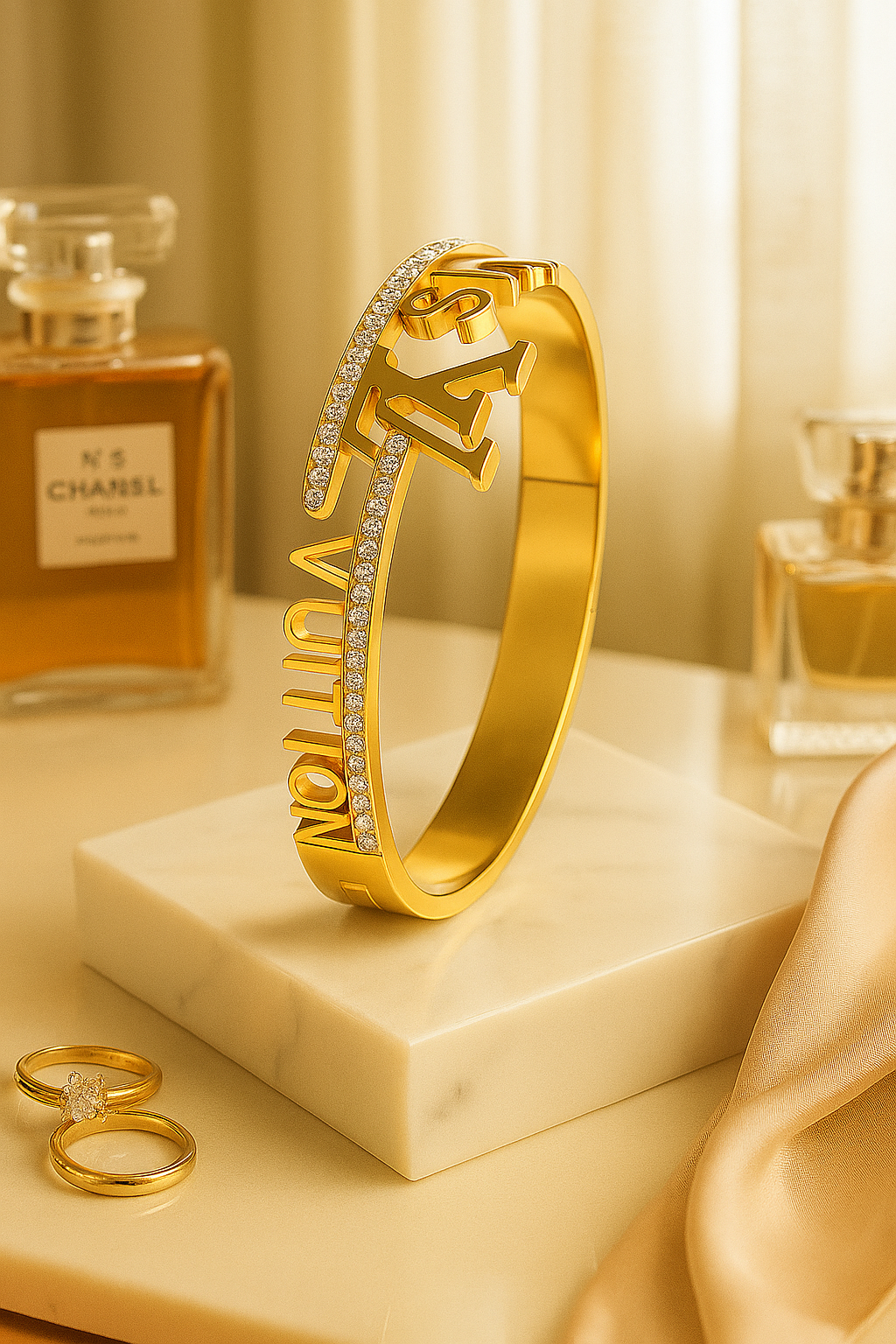 Golden Luxe LV Signature Bangle