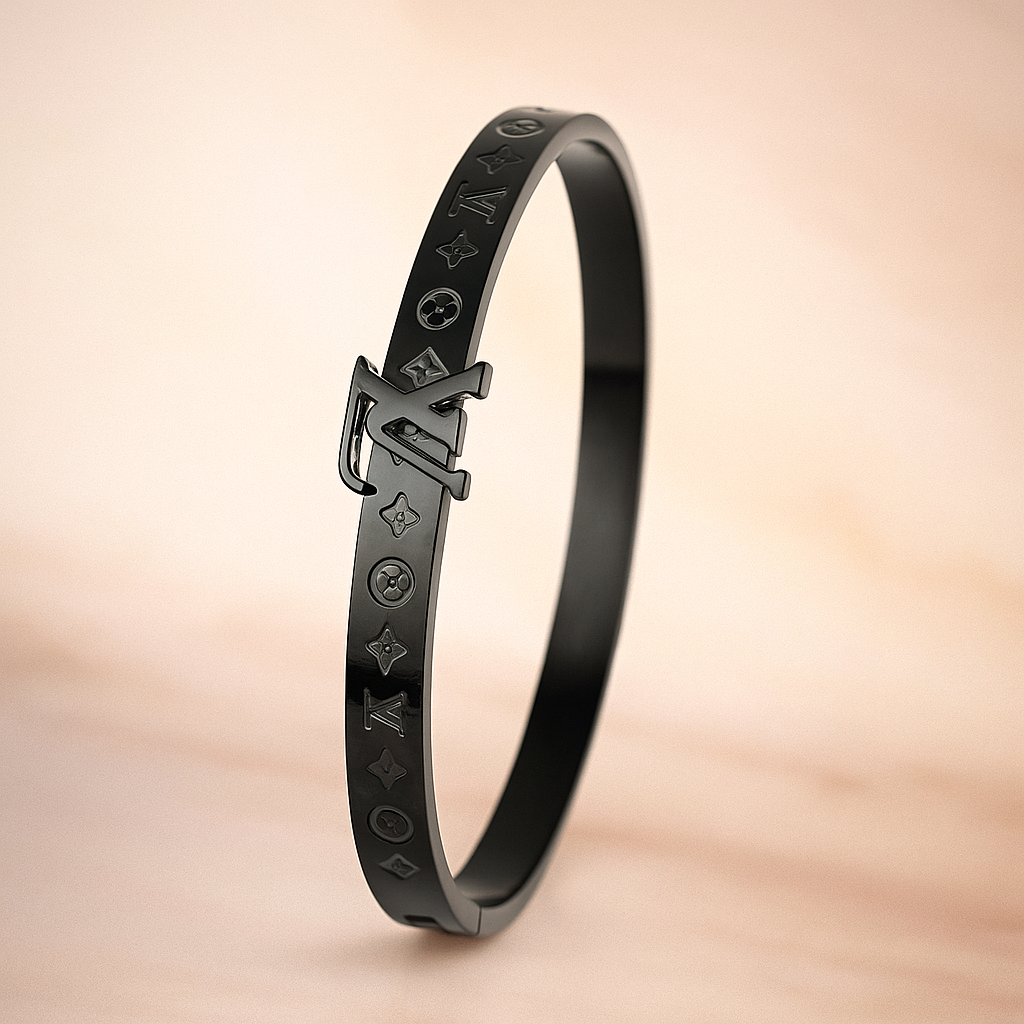 LV Midnight Monarch Black Steel Bangle