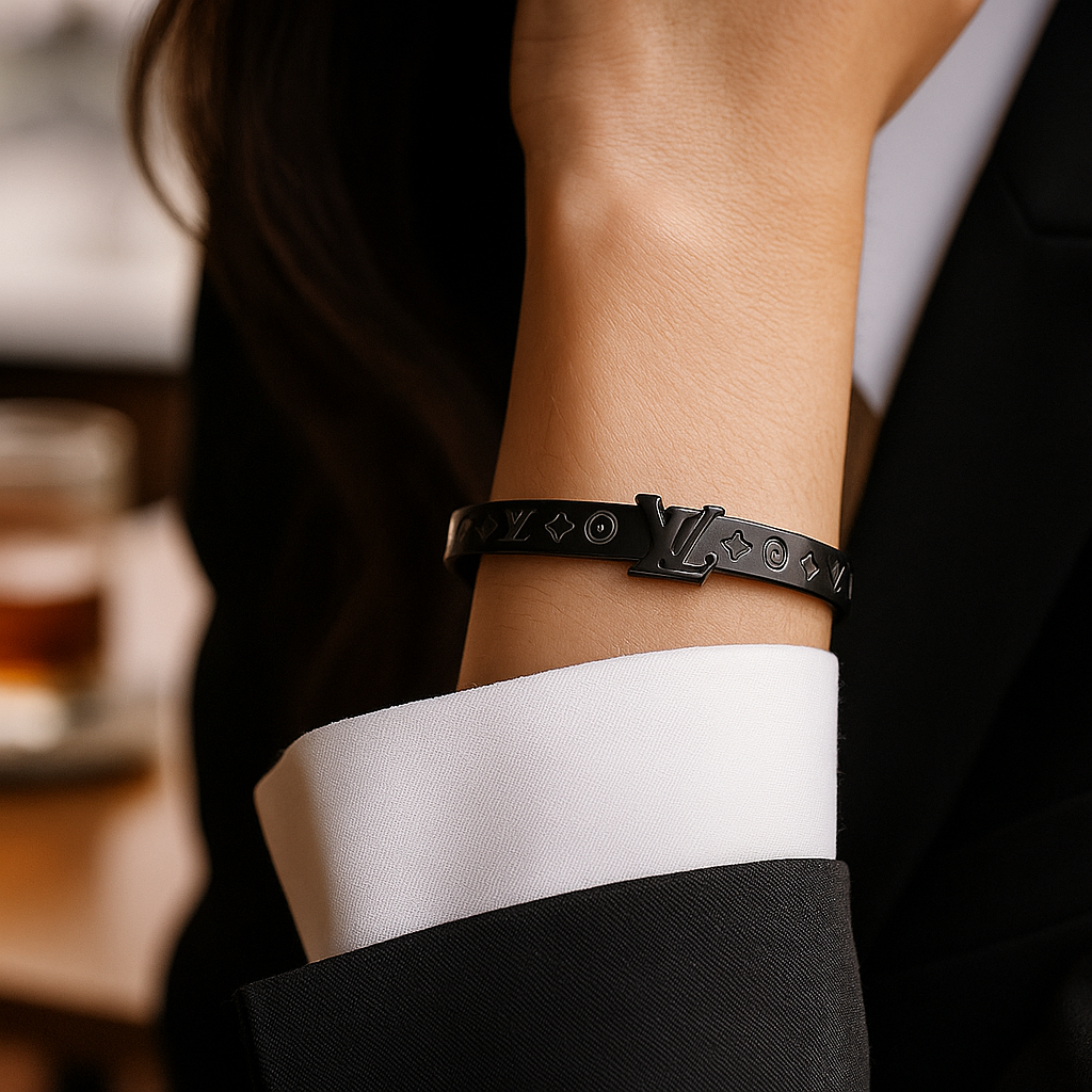 LV Midnight Monarch Black Steel Bangle