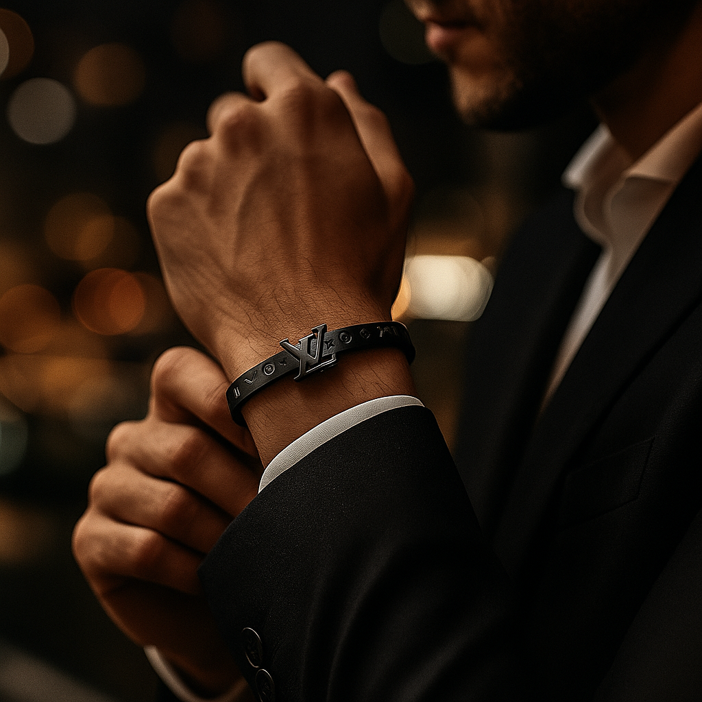 LV Midnight Monarch Black Steel Bangle