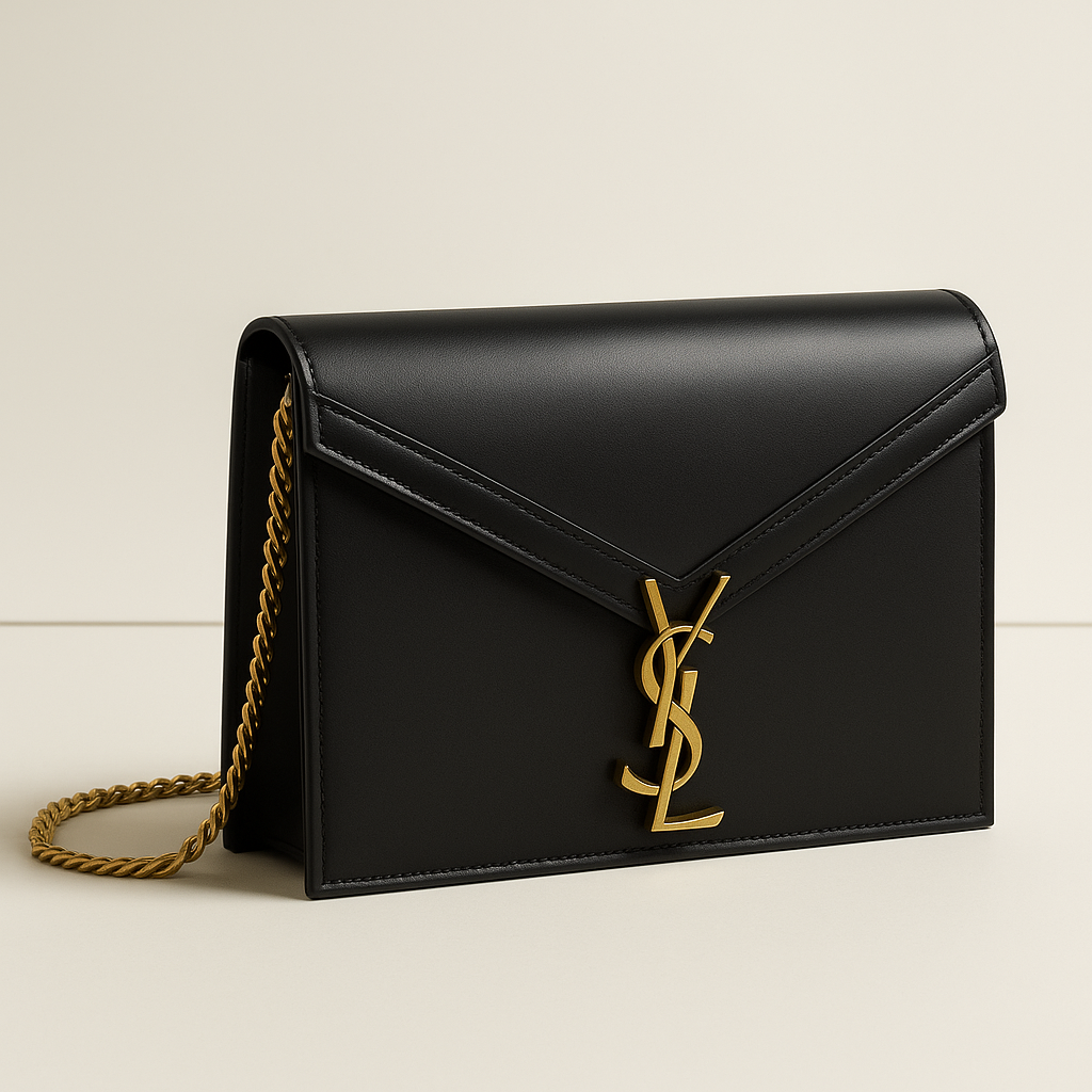 YSL Elegance Emblem Chain Bag - Black