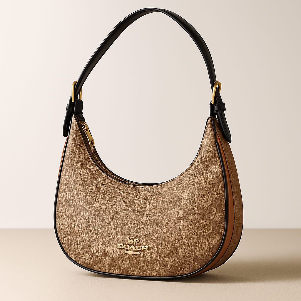 Coach Signature Curve Shoulder Bag - beige