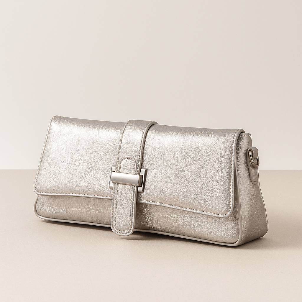 Velora Compact Luxe Clutch - Silver