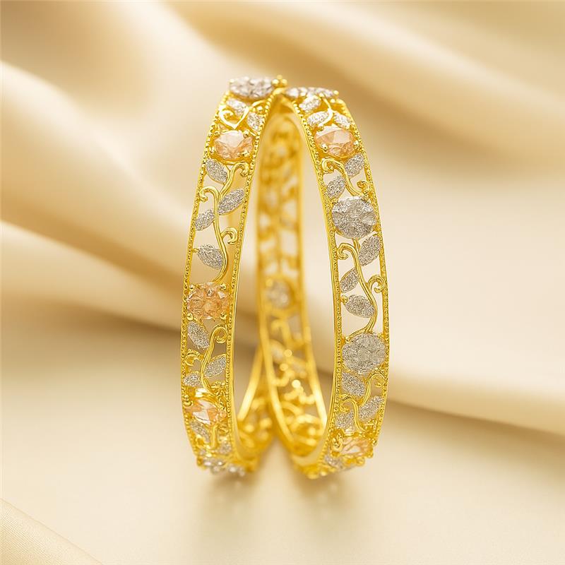 Elegant Gold Plated Bangles with Cubic Zirconia Stones - Perfect for Any Occasion