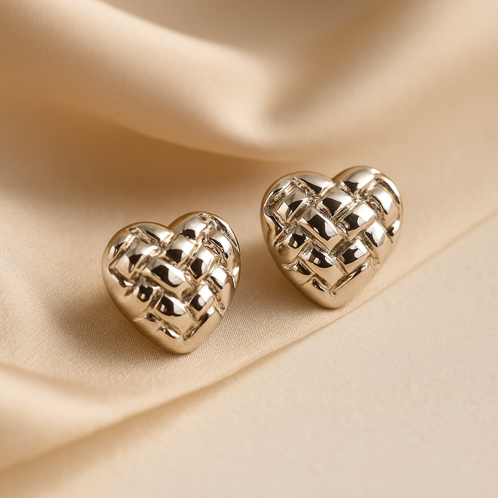 Elegant Heart Lattice Earrings - Gold Plated Artificial Jewellery