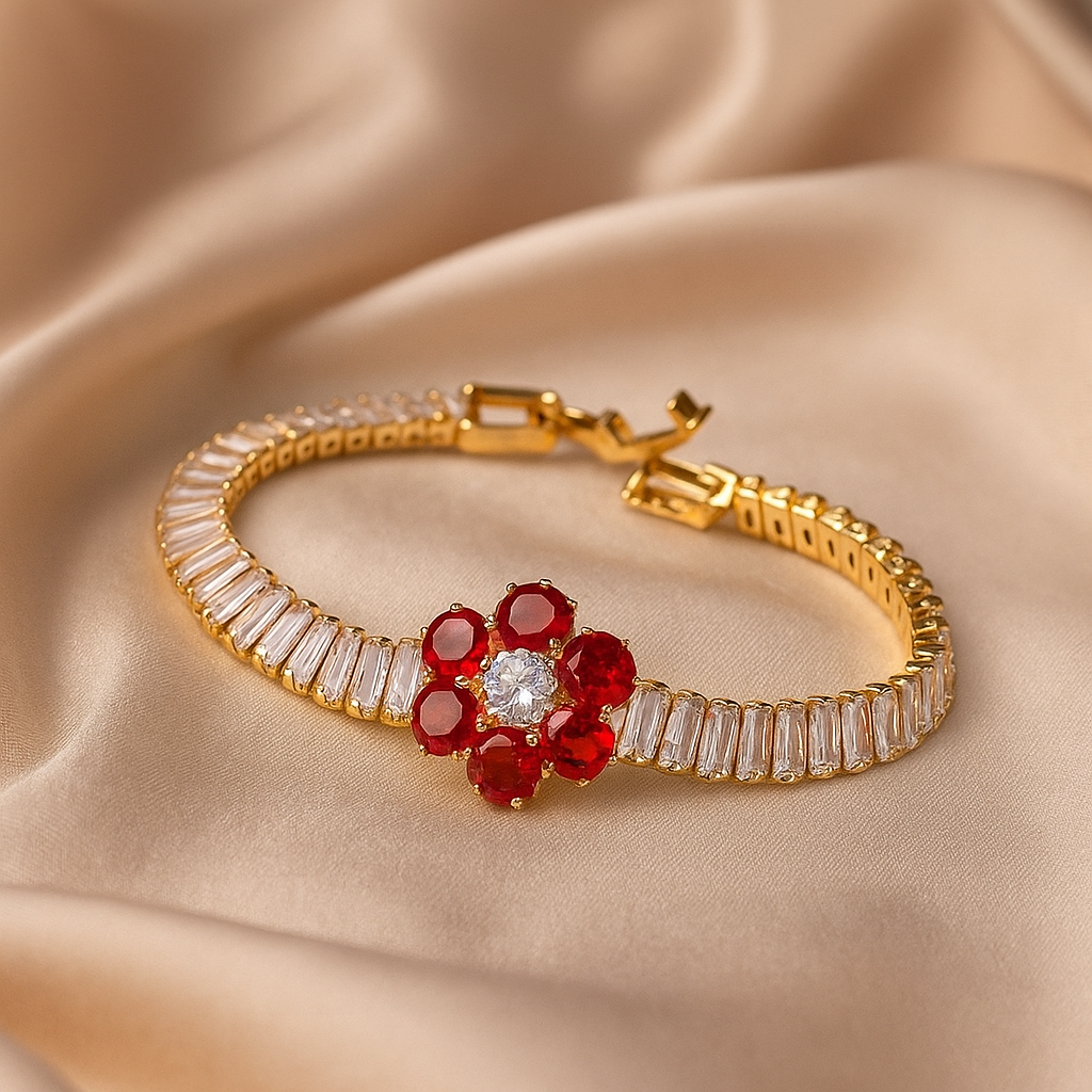 Ruby Bloom Gold-Toned Bracelet