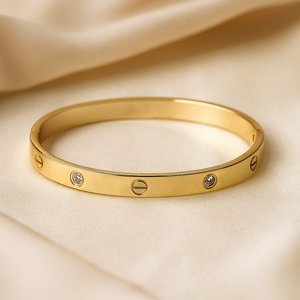 Elegance Bangle: Gold-Toned Artificial Jewellery with Sparkling Stones