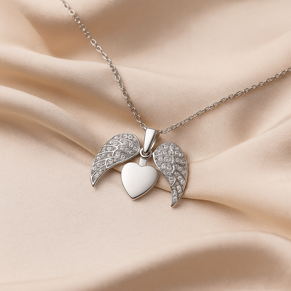 Elegant Heart Wings Necklace