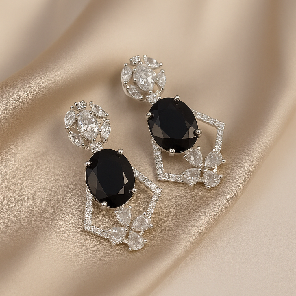 Elegance Unveiled: Black Onyx Butterfly Dangle Earrings