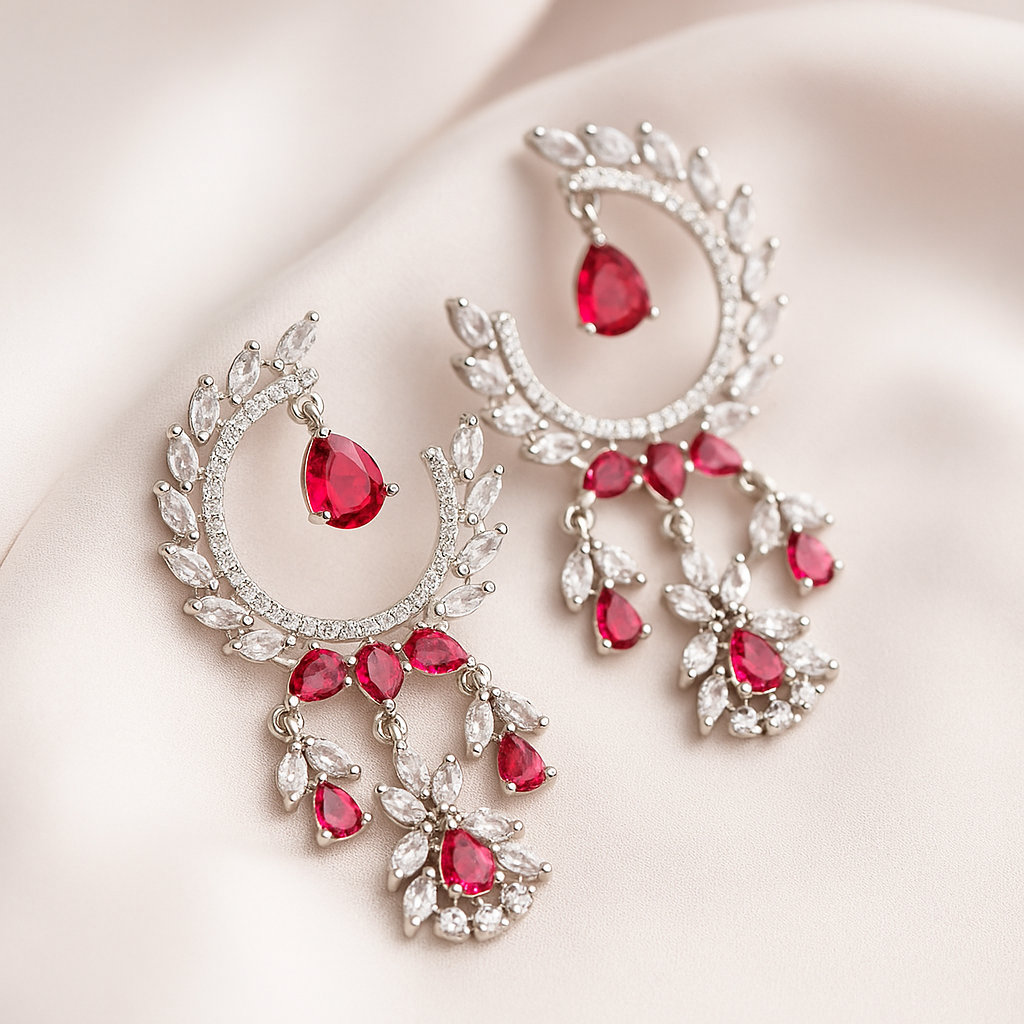 Ruby Bloom Chandelier Earrings