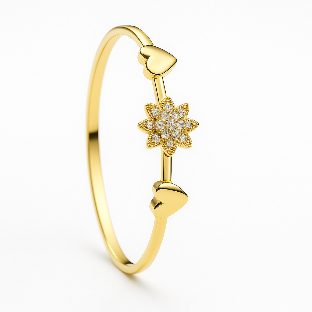 Sunflower Love Bangle - Gold-Tone Artificial Jewelry with Artificial Stones