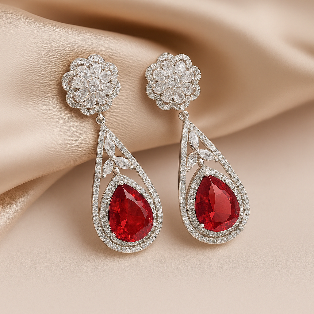 Ruby Bloom Dangle Earrings