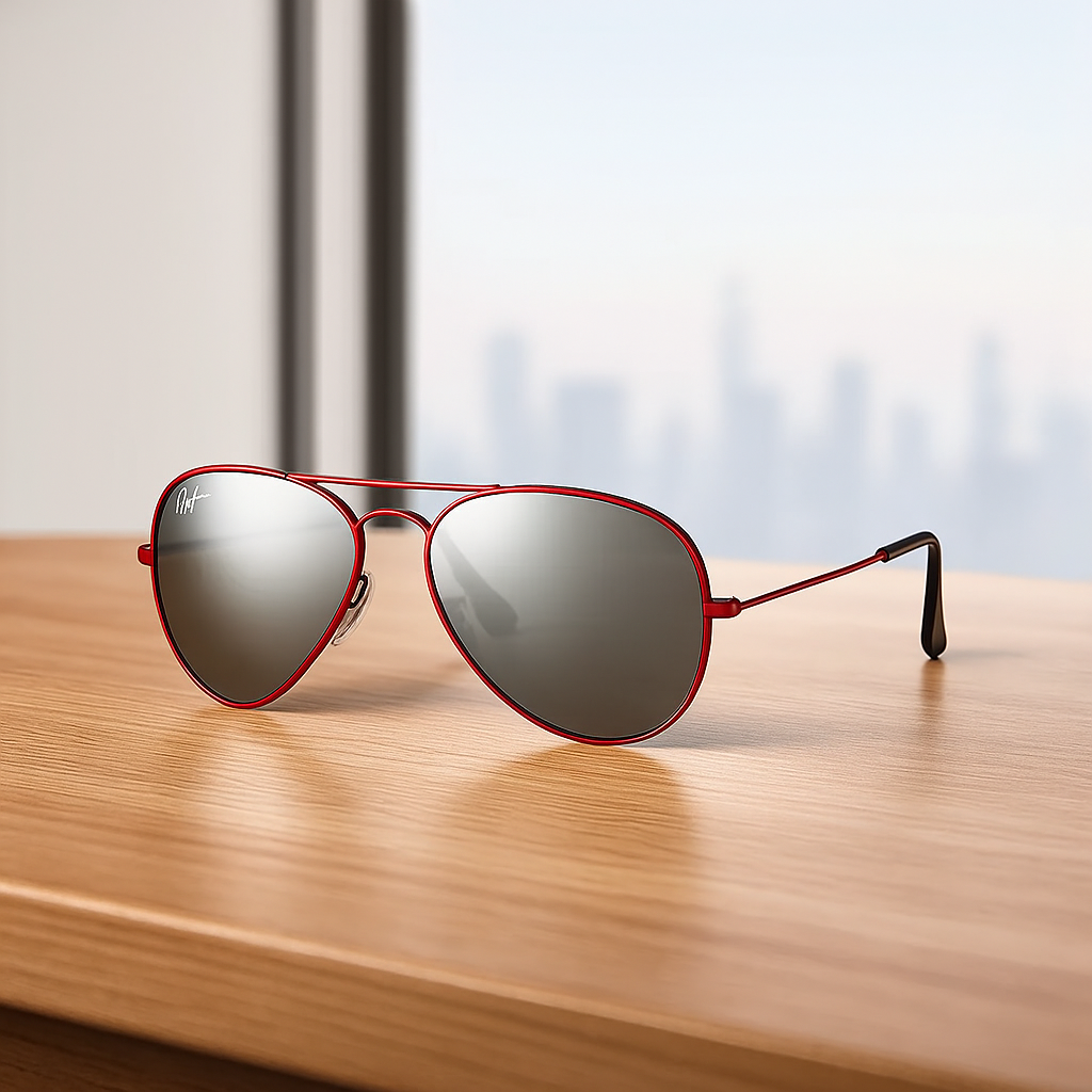 Crimson Sky Aviator Sunglasses