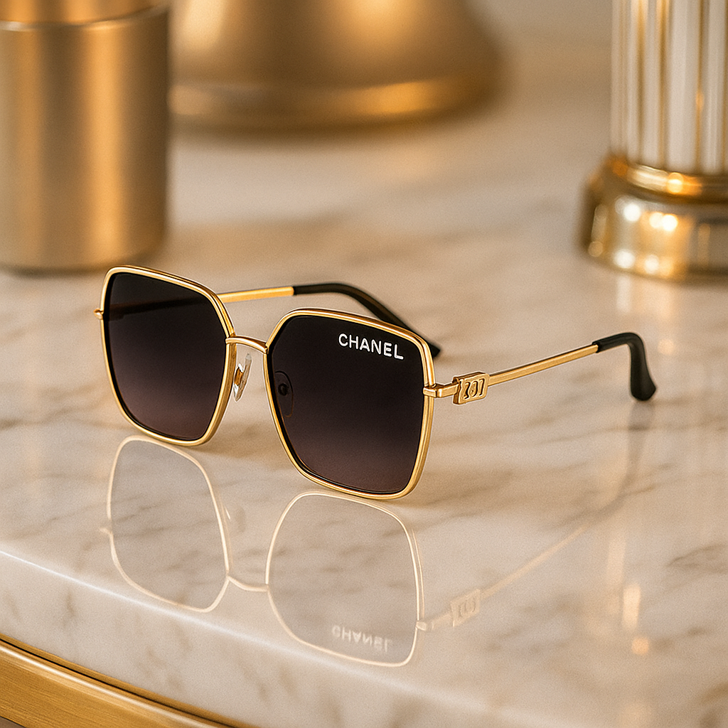 Chanel Luxe Square Sunglasses – Gold Frame Edition