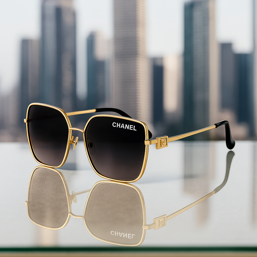 Chanel Luxe Square Sunglasses – Gold Frame Edition