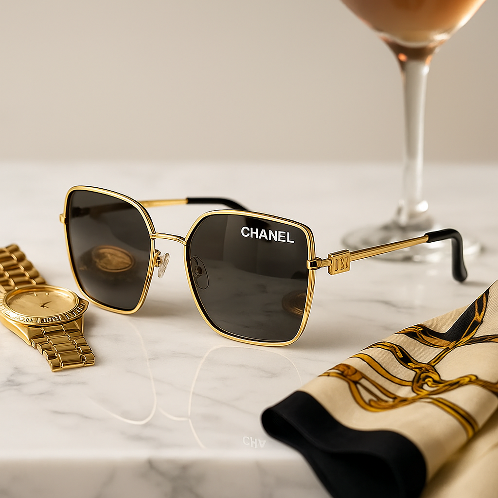 Chanel Luxe Square Sunglasses – Gold Frame Edition
