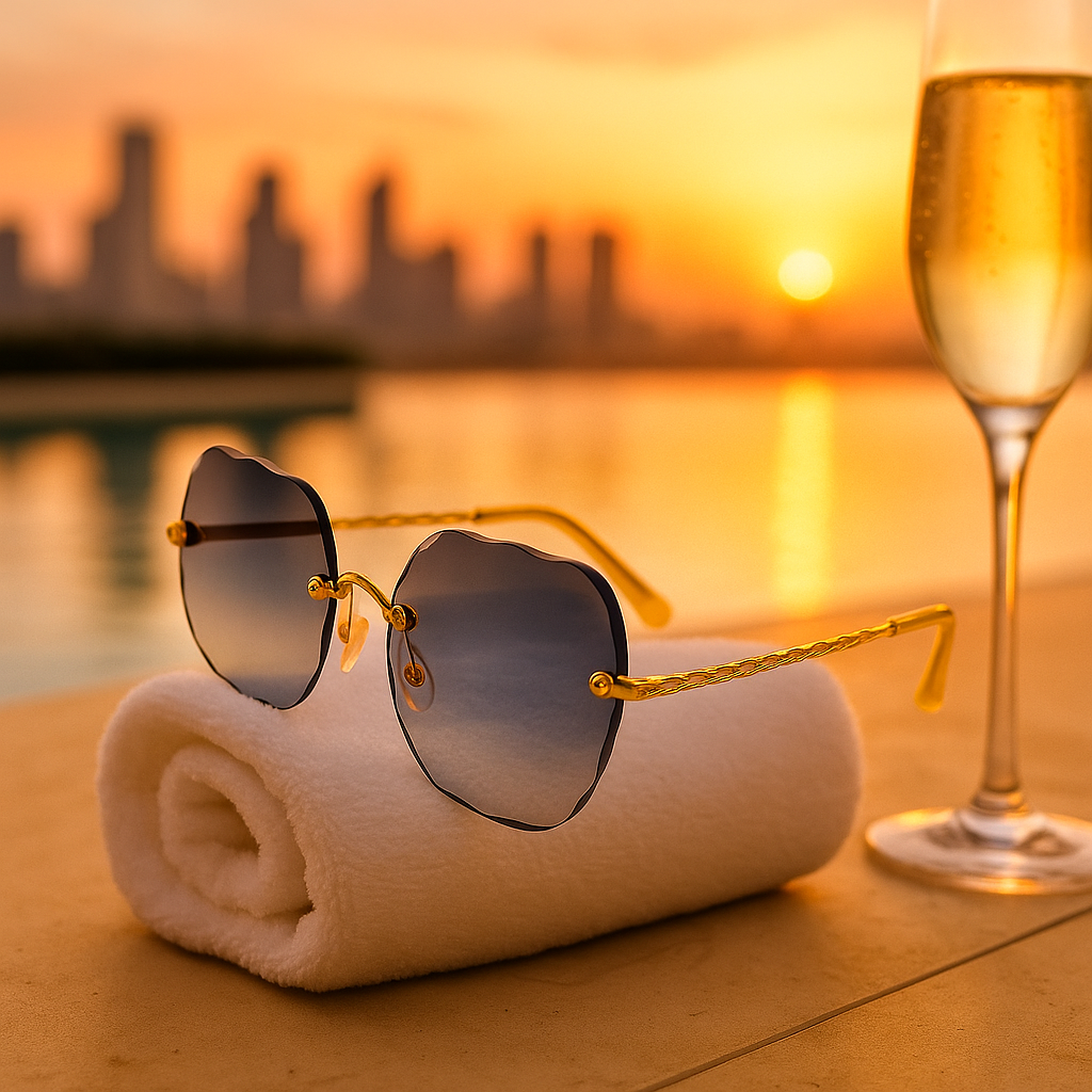 Luna Fleur Gradient Rimless Sunglasses