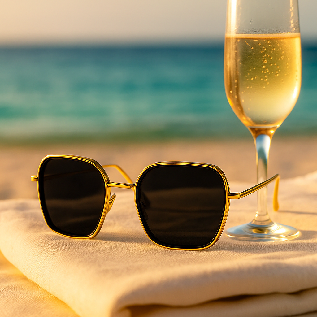 Golden Glamour Sunglasses – Pink Glitter Sides