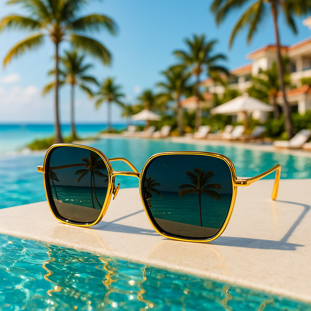 Golden Glamour Sunglasses – Pink Glitter Sides