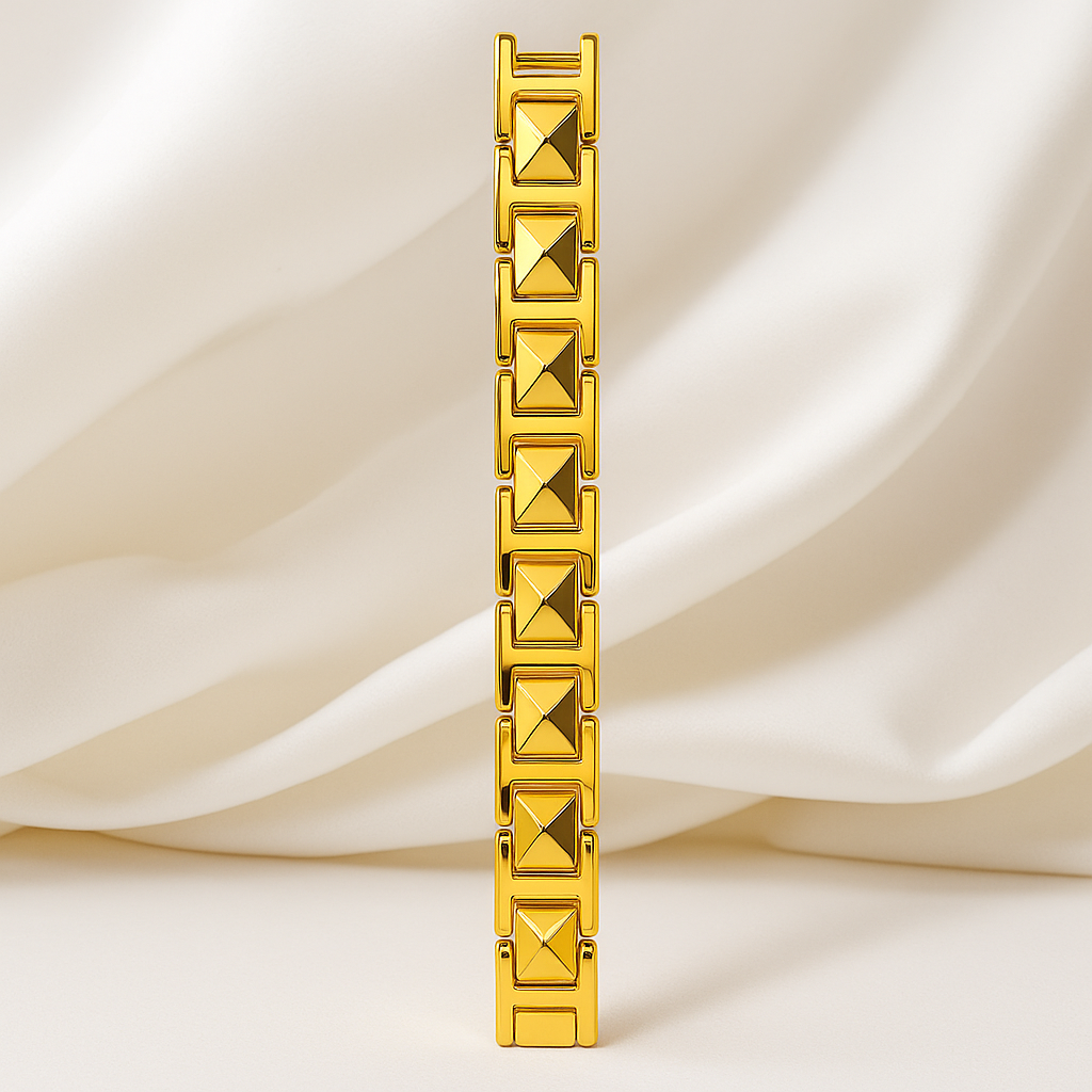 Golden Pyramid Link Bracelet - Luxe Artificial Gold-Plated Jewelry