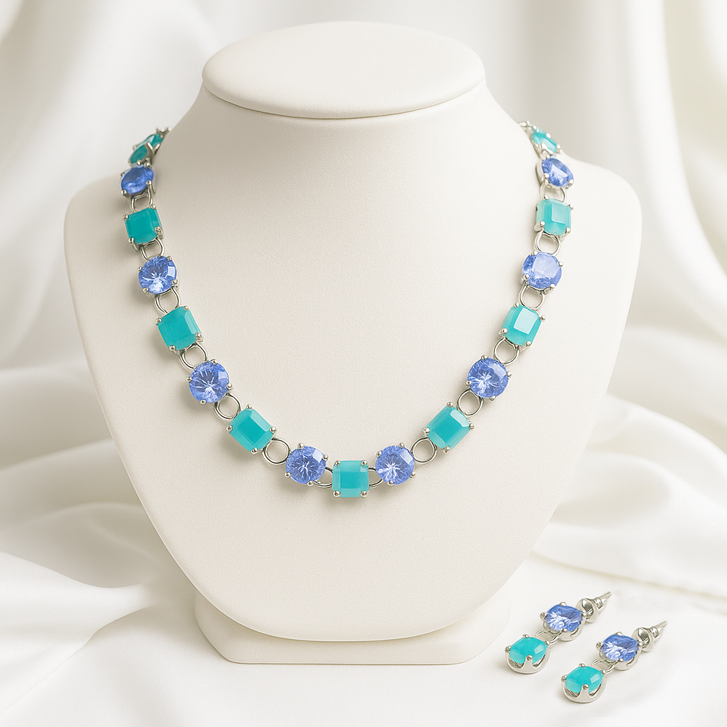 Turquoise Dream Necklace and Earring Set - Blue and Green Gemstones