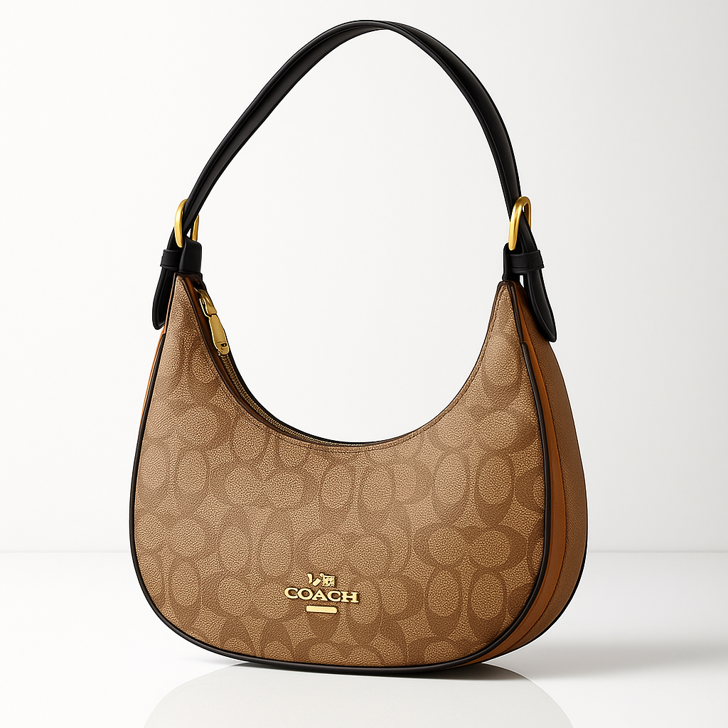 Coach Signature Curve Shoulder Bag - beige