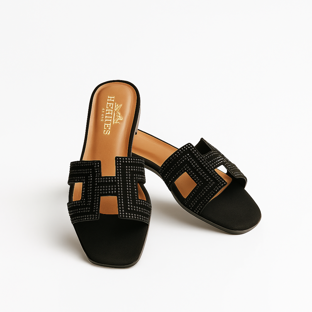 Hermes Rhinestone Glamour Slippers