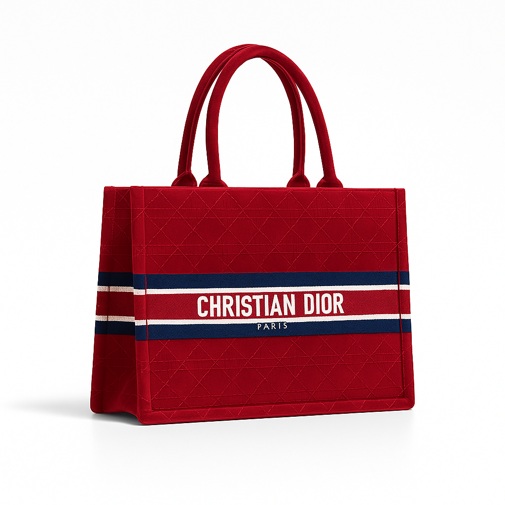 Christian Dior Velva Charm Quilted Tote - Red