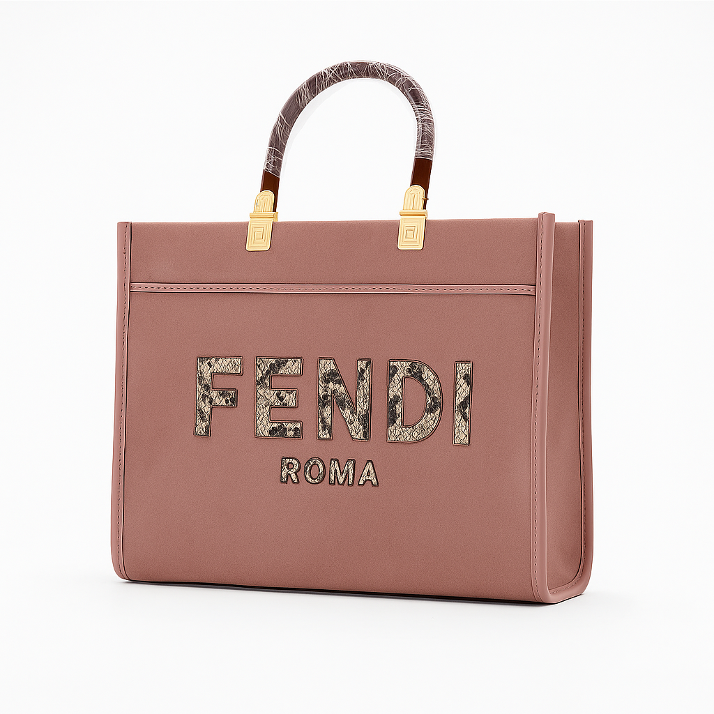 Fendi Regal Vista Crystal Handle Tote - Pink