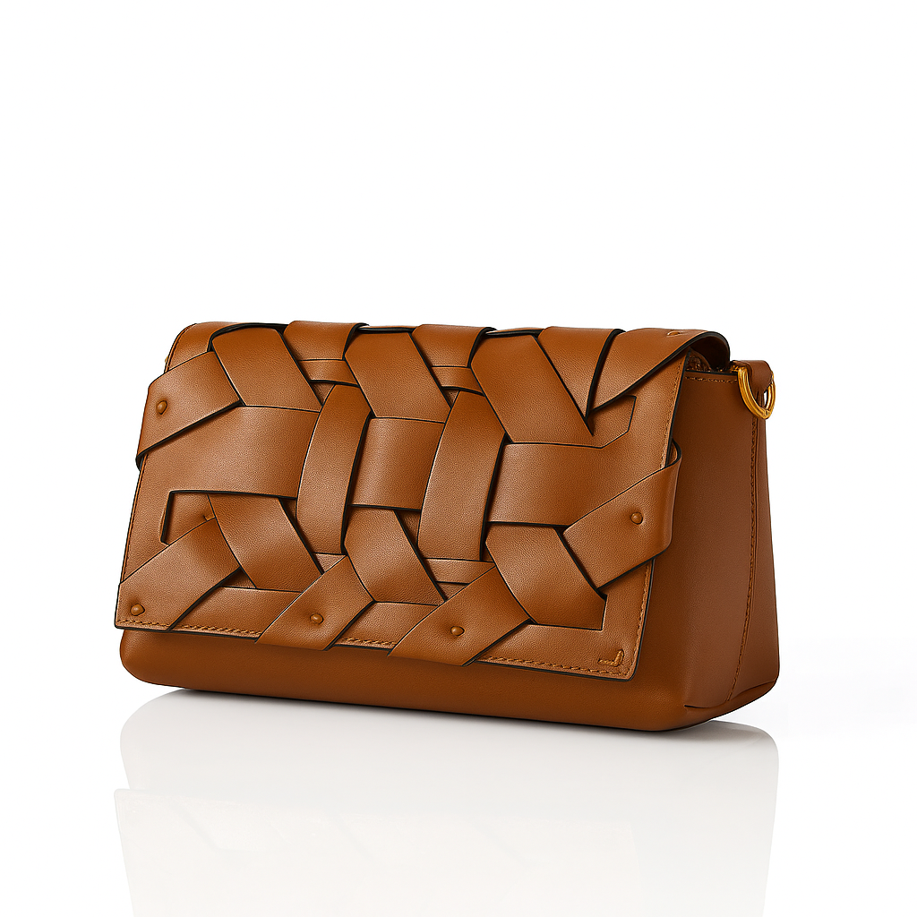 Woven Allure Clutch - Brown
