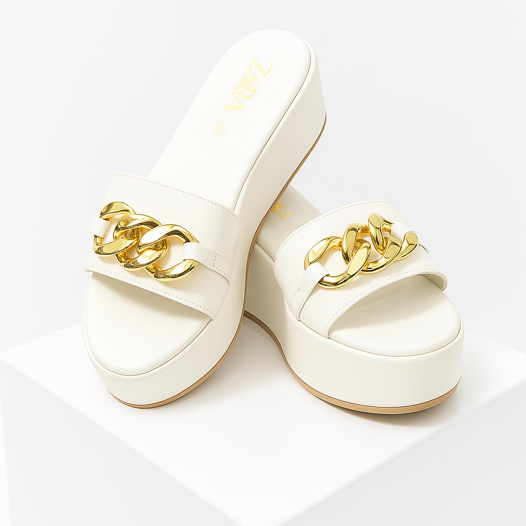 Zara Elegant Chain Leather Sandals