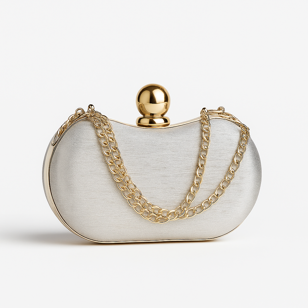 Silver Luxe Moon Clutch