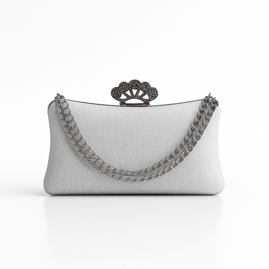 Frosted Elegance Crown Clutch