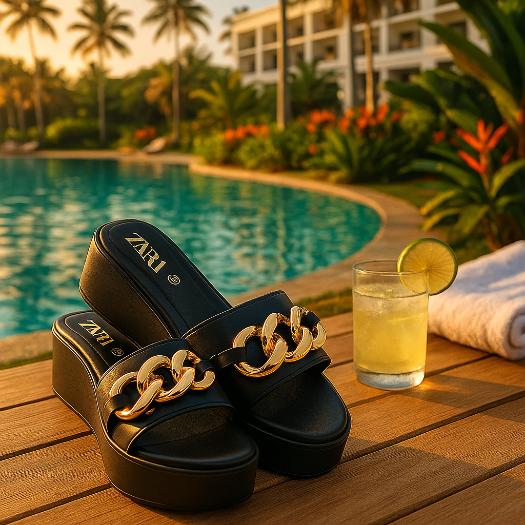 Zara Elegant Chain Leather Sandals