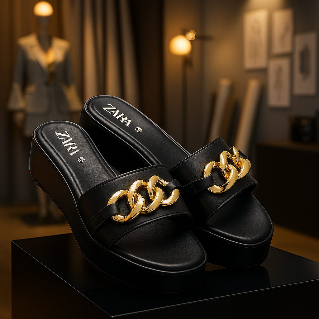 Zara Elegant Chain Leather Sandals