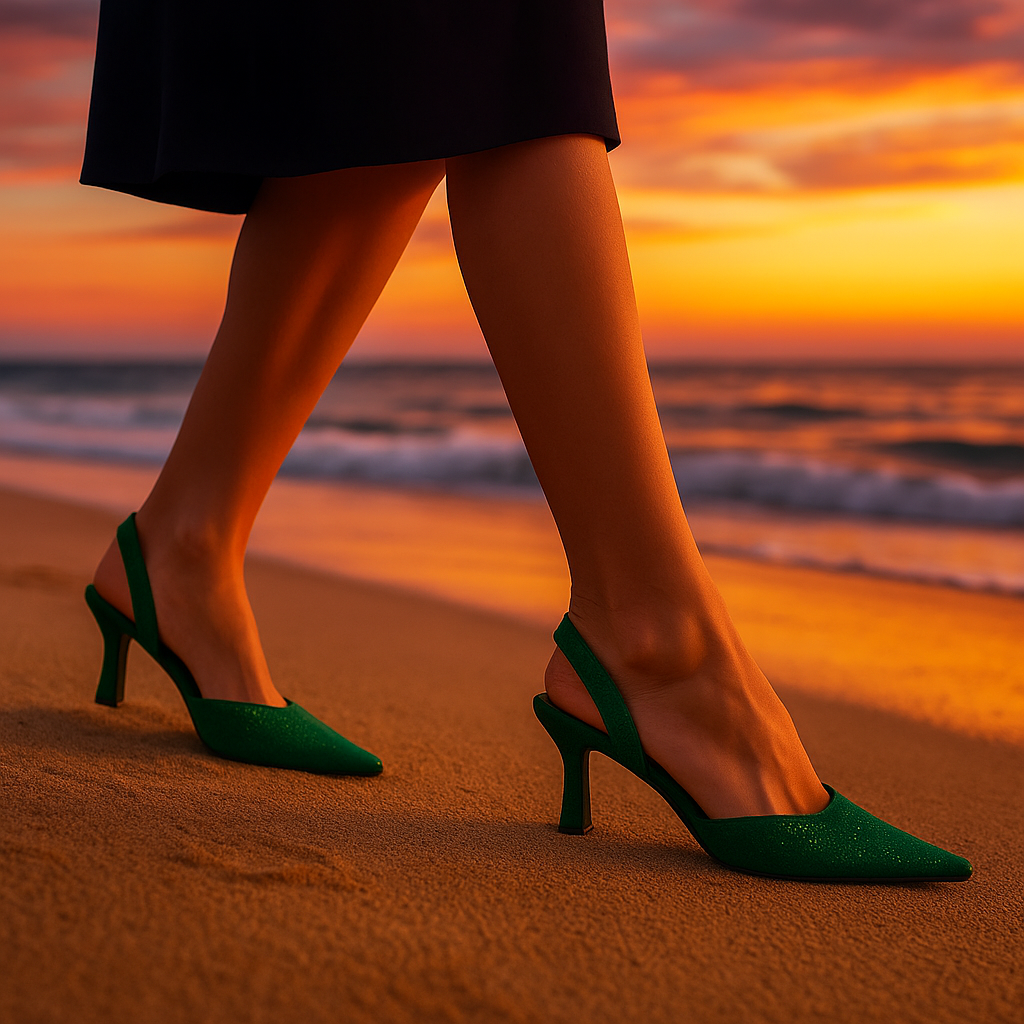 Zara Emerald Glam Slingback Heels