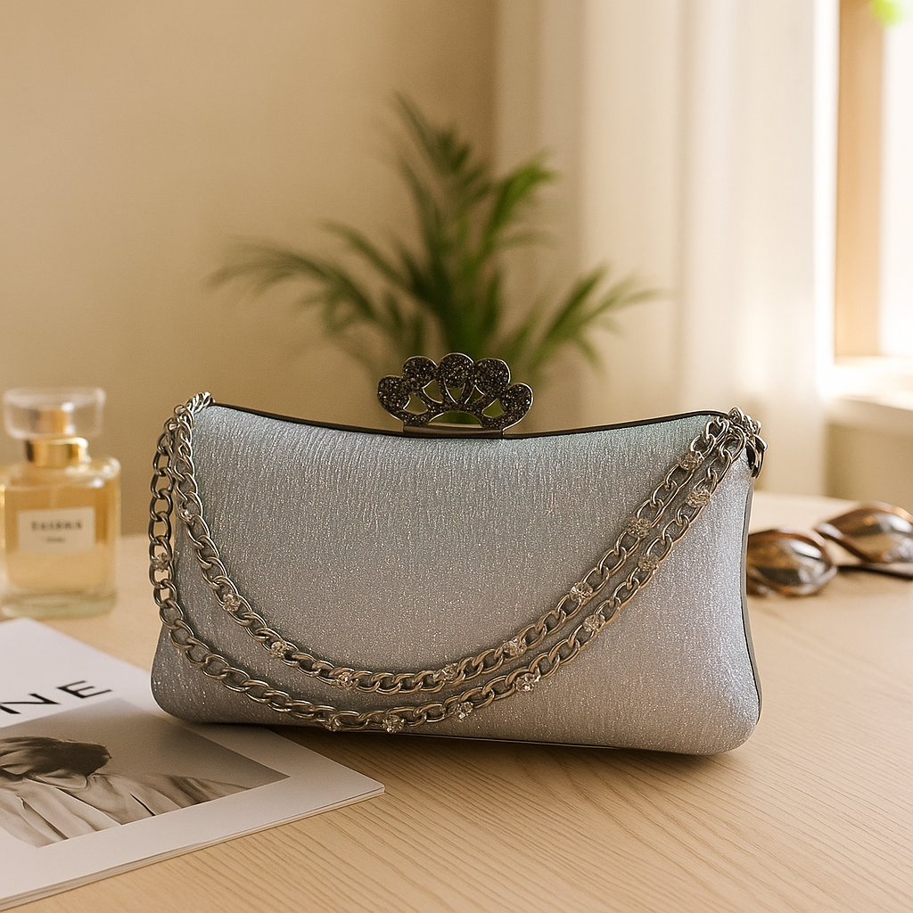 Frosted Elegance Crown Clutch