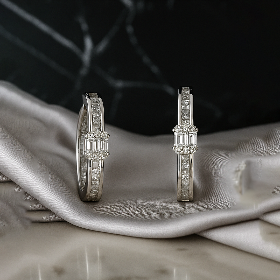 Celestia Baguette Diamond Hoops