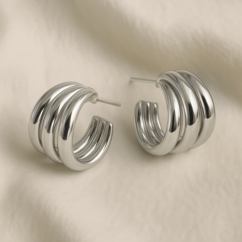 Three Moon Ear Studs