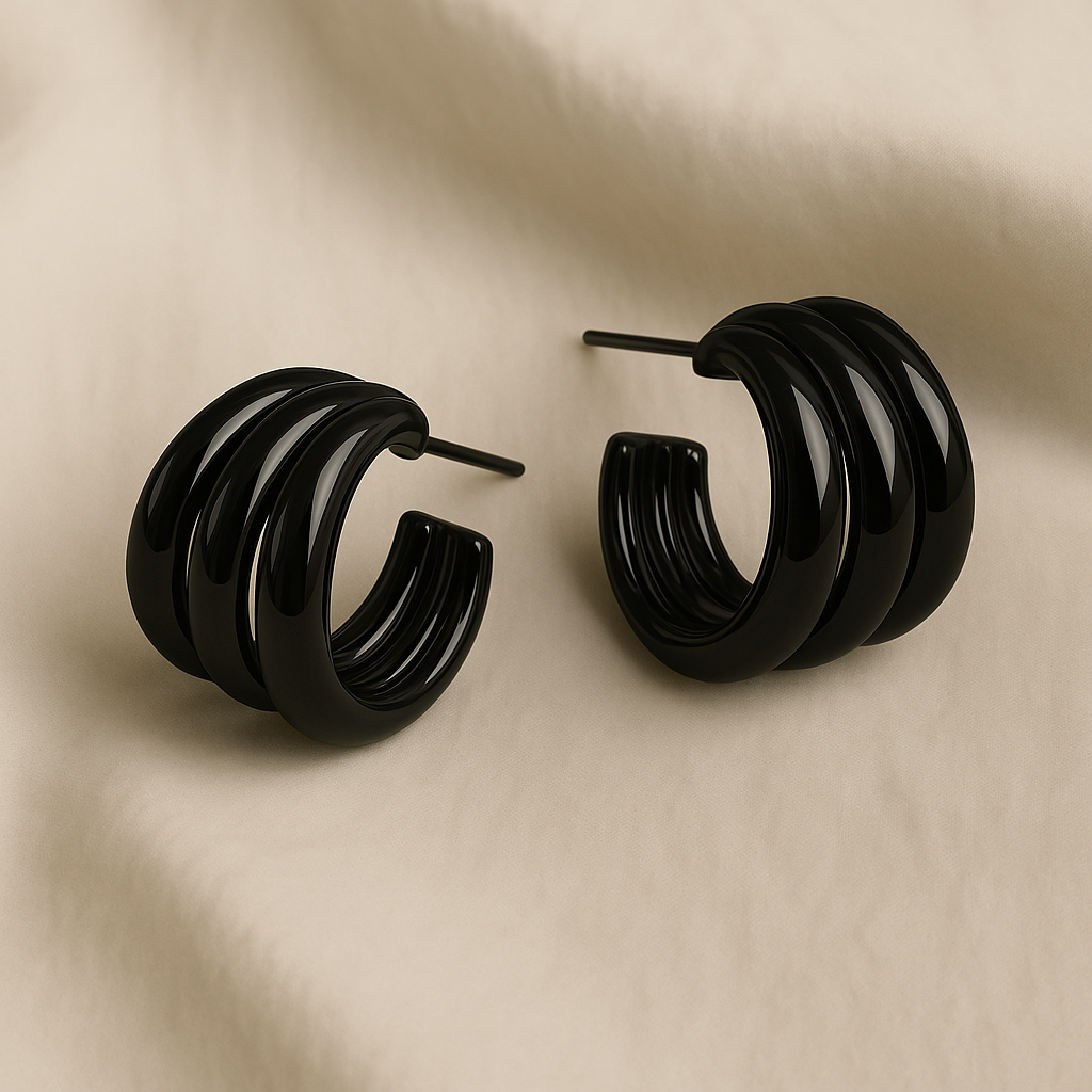 Three Moon Ear Studs