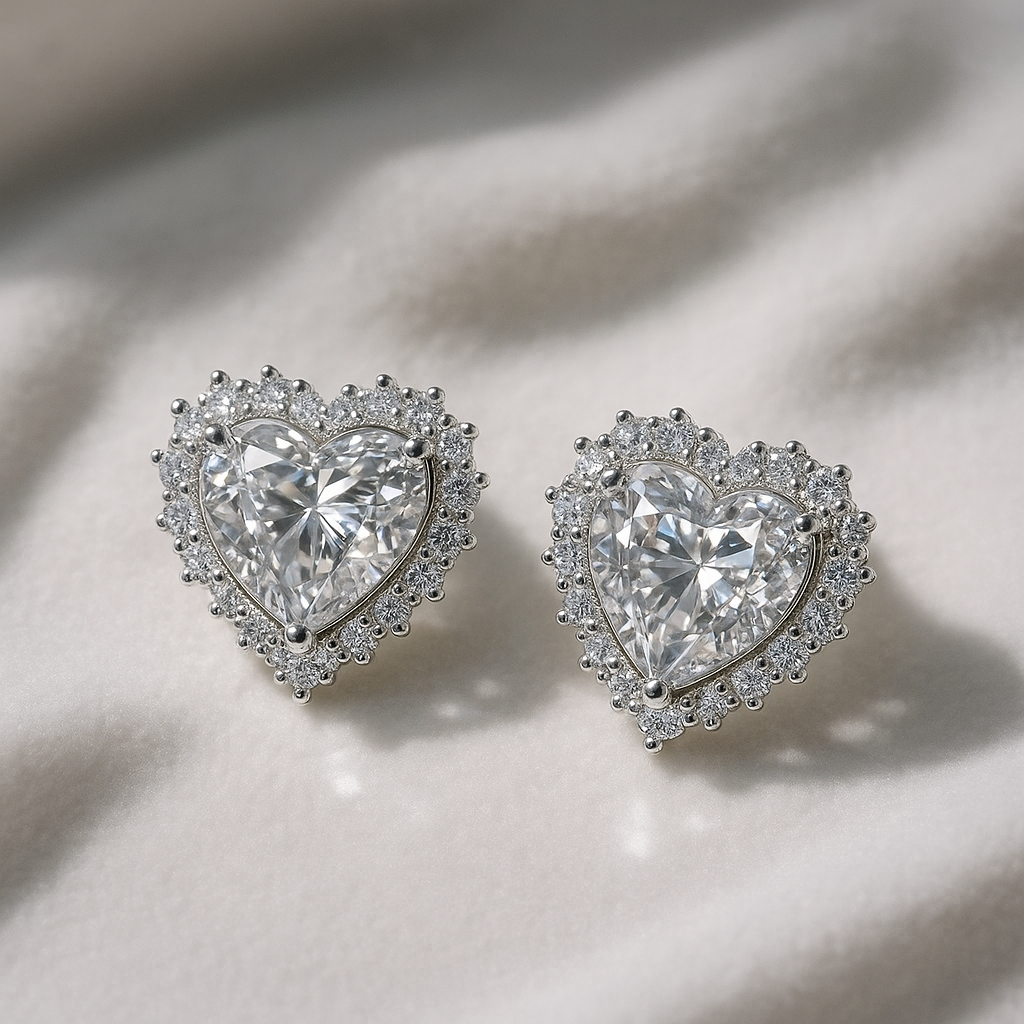 Silver Heart Ear Studs