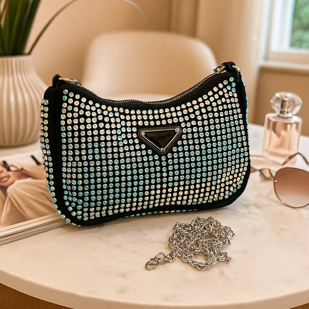 GlamAura Crystal Mini Shoulder Bag