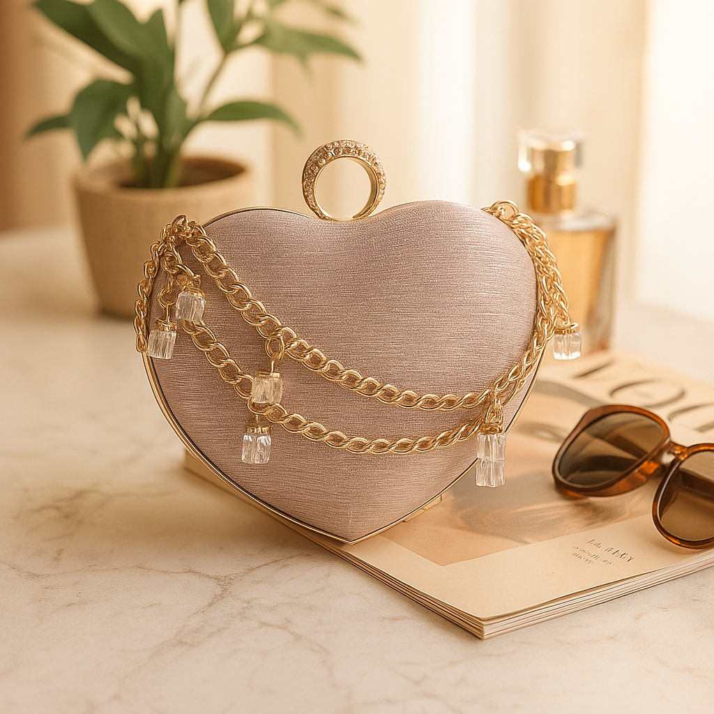 Amoura Crystal Heart Clutch