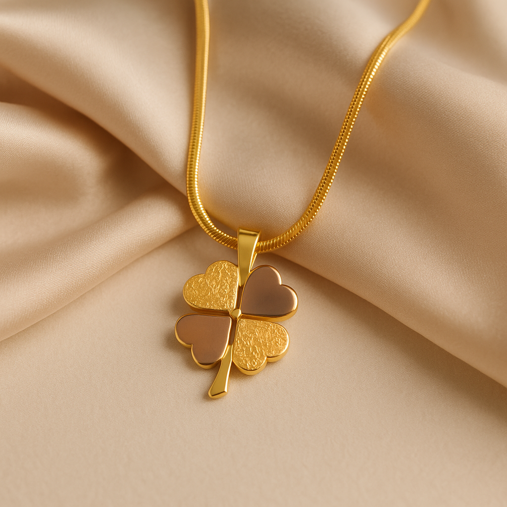 Golden Clover Heart Necklace