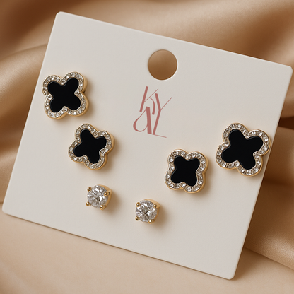 Midnight Bloom Stud Earring Set
