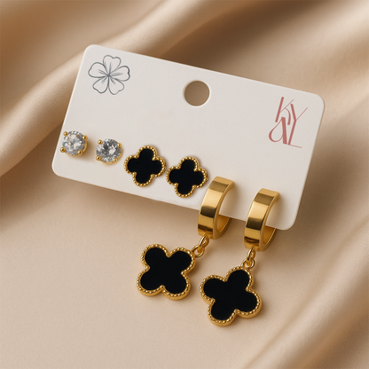 Midnight Clover Elegance Earing Set