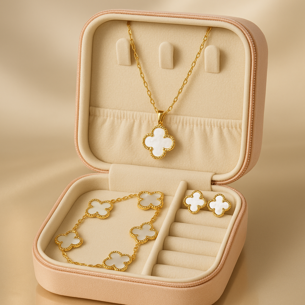 Luxe Fleur Gold Mother-of-Pearl Jewelry Set