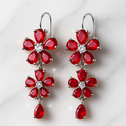 Crimson Bloom Drop Earrings